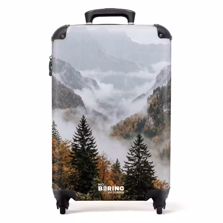 Koffer - Berge – Tal – Nebel – Herbst – Natur - Bergen - Vallei - Mist - Herfst - Natuur NBS - Handbagage koffer - Volwassenen Unisex middel