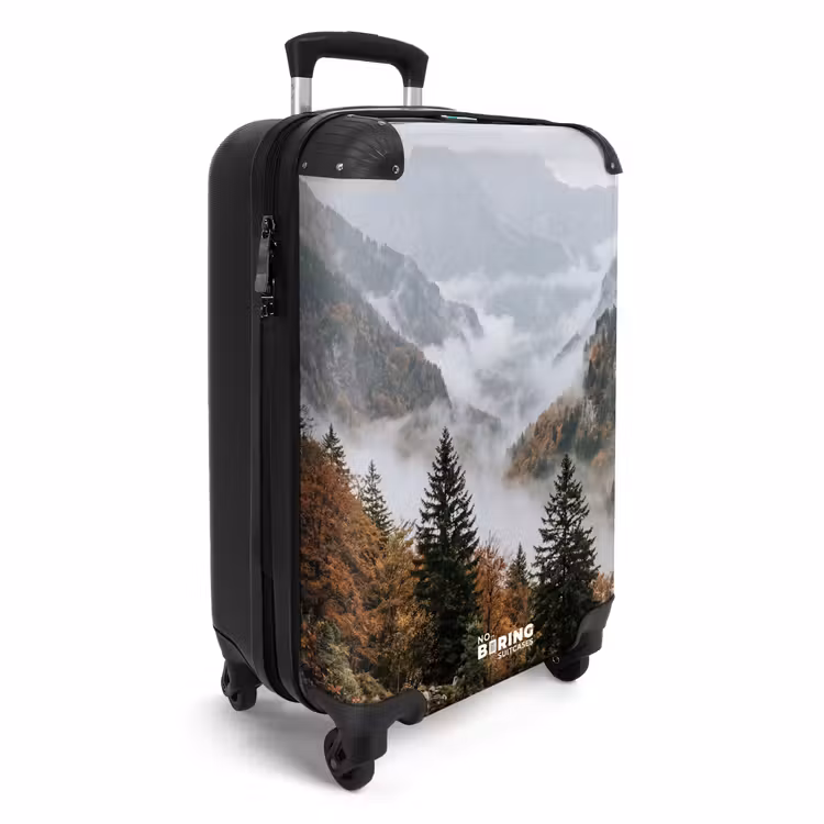 Koffer - Berge – Tal – Nebel – Herbst – Natur - Bergen - Vallei - Mist - Herfst - Natuur NBS - Handbagage koffer - Volwassenen Unisex middel