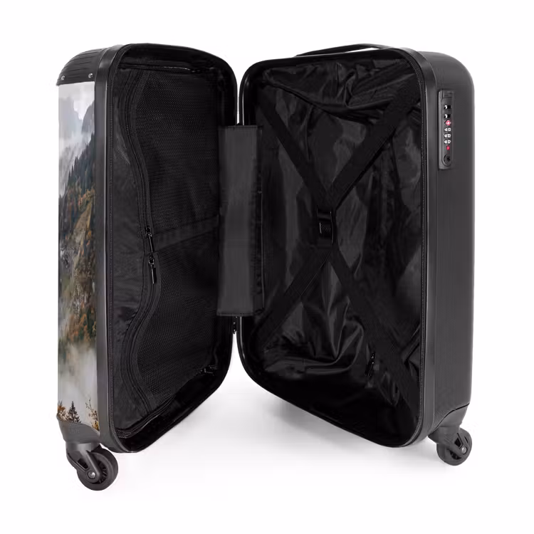 Koffer - Berge – Tal – Nebel – Herbst – Natur - Bergen - Vallei - Mist - Herfst - Natuur NBS - Handbagage koffer - Volwassenen Unisex middel