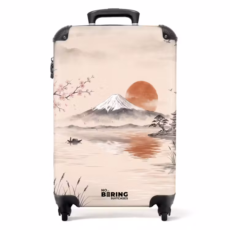 Koffer - Berggipfel – See – Blüten - Bergtop - Meer - Bloesem NBS - Handbagage koffer - Volwassenen Unisex middel