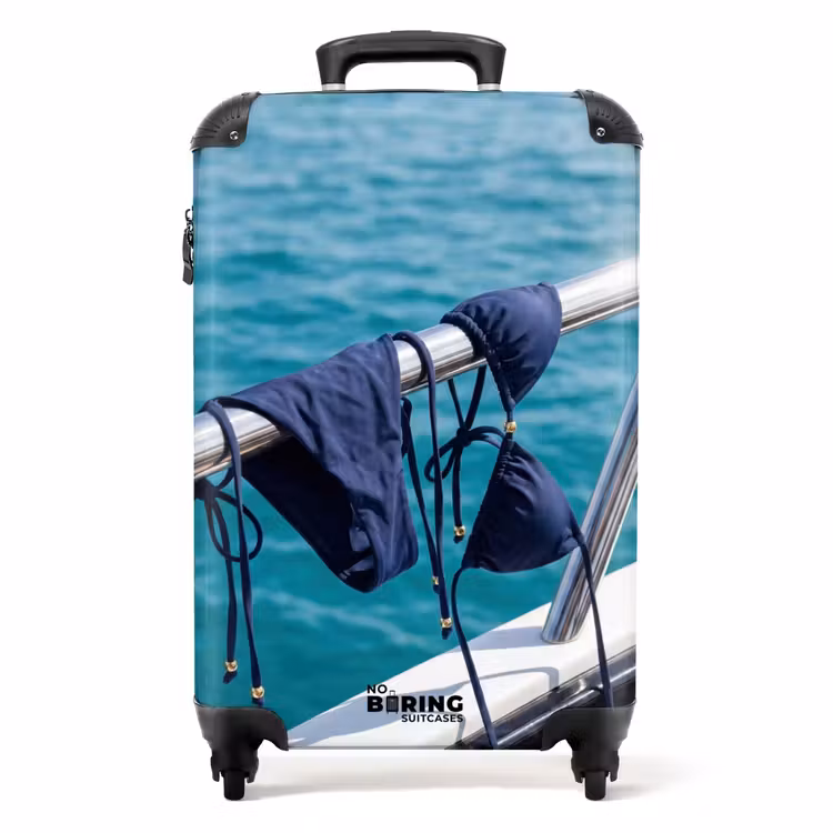 Koffer - Bikini – Geländer – Meer – Sommer – Blau - Bikini - Reling - Zee - Zomer - Blauw NBS - Handbagage koffer - Volwassenen Unisex middel