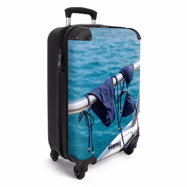 Koffer - Bikini – Geländer – Meer – Sommer – Blau - Bikini - Reling - Zee - Zomer - Blauw NBS - Handbagage koffer - Volwassenen Unisex middel