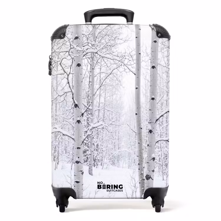 Koffer - Birken – Schnee – Winter – Wald – Weiß - Berkenbomen - Sneeuw - Winter - Bos - Wit NBS - Handbagage koffer - Volwassenen Unisex middel