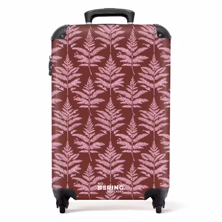 Blad - Patroon - Paars NBS - Handbagage koffer - Volwassenen Unisex middel -productfoto_recht