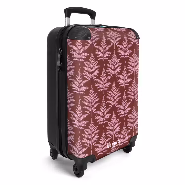 Blad - Patroon - Paars NBS - Handbagage koffer - Volwassenen Unisex middel -productfoto_3d