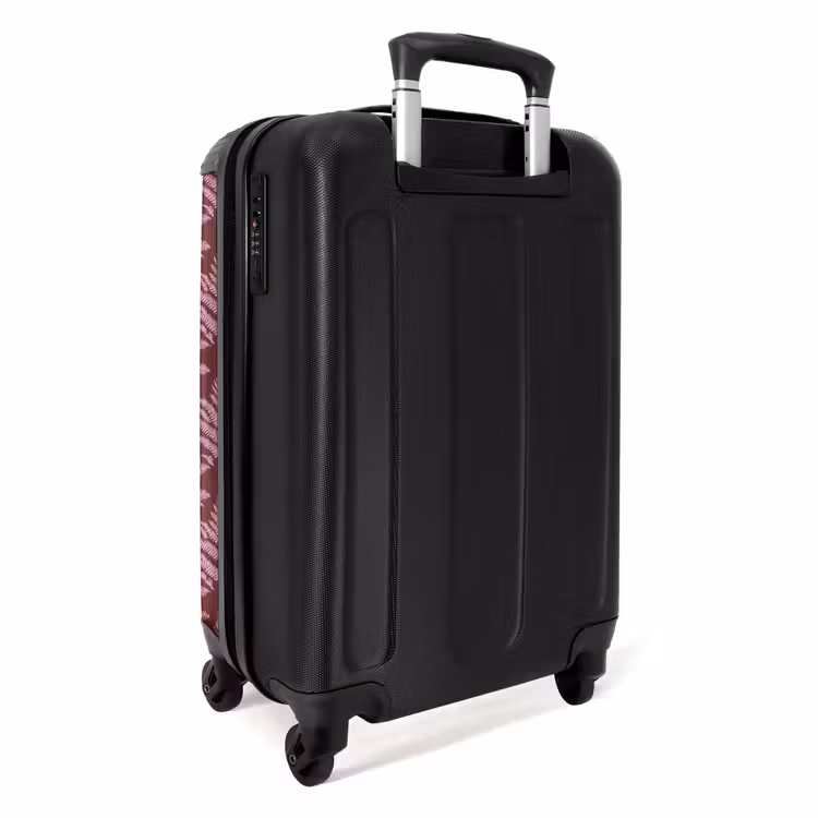 Blad - Patroon - Paars NBS - Handbagage koffer - Volwassenen Unisex middel -achterkant