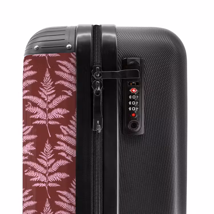 Blad - Patroon - Paars NBS - Handbagage koffer - Volwassenen Unisex middel -slot