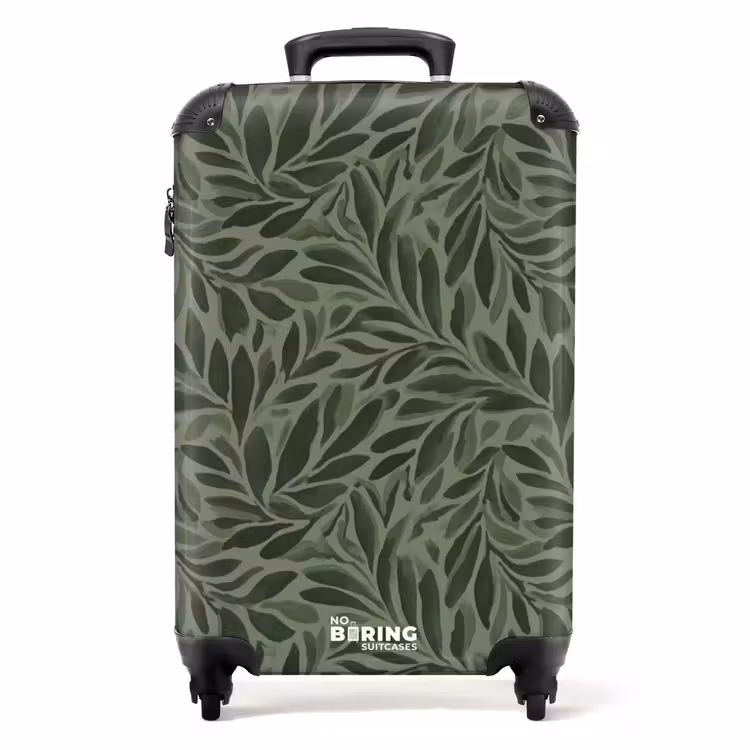 Bladeren - Organisch - Groen NBS - Handbagage koffer - Volwassenen Unisex middel -productfoto_recht