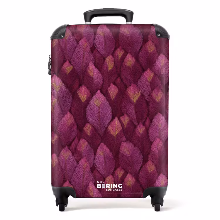 Bladeren - Patroon - Burgundy NBS - Handbagage koffer - Volwassenen Unisex middel -productfoto_recht