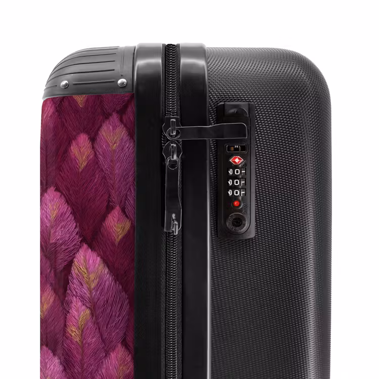 Bladeren - Patroon - Burgundy NBS - Handbagage koffer - Volwassenen Unisex middel -slot