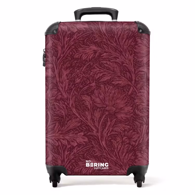 Bladeren - Patroon - Paars NBS - Handbagage koffer - Volwassenen Unisex middel -productfoto_recht