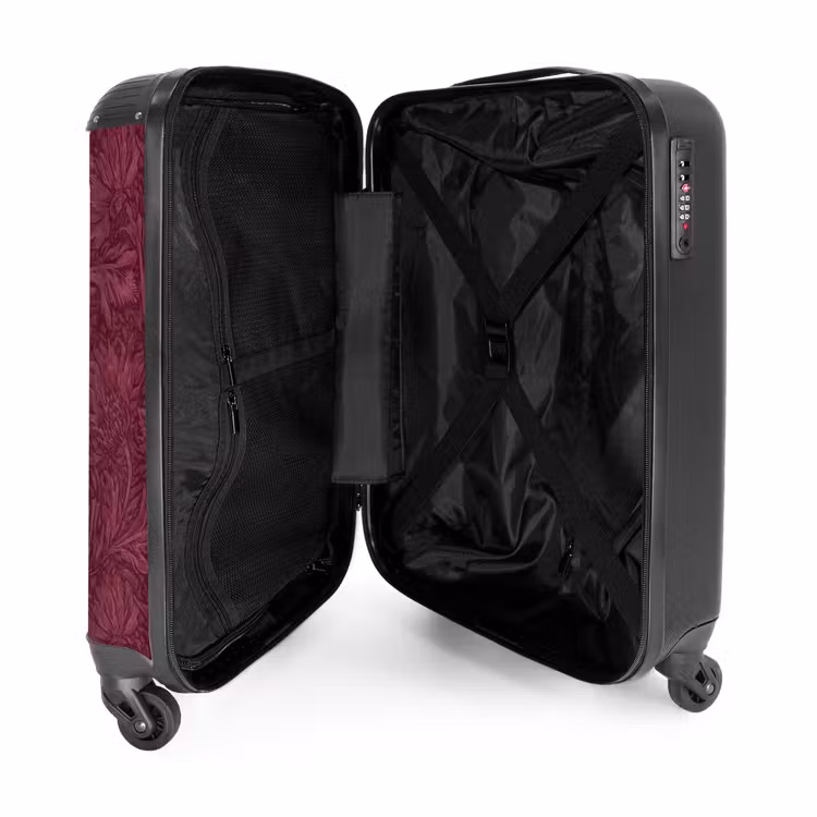 Bladeren - Patroon - Paars NBS - Handbagage koffer - Volwassenen Unisex middel -binnenkant