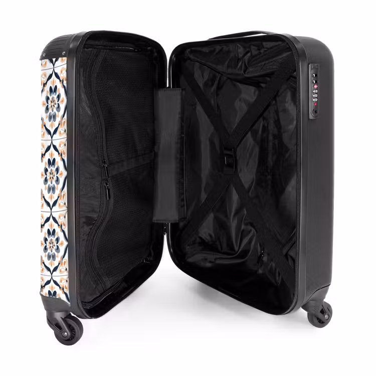 Bladvorm - Patroon - Kleurrijk NBS - Handbagage koffer - Volwassenen Unisex middel -binnenkant