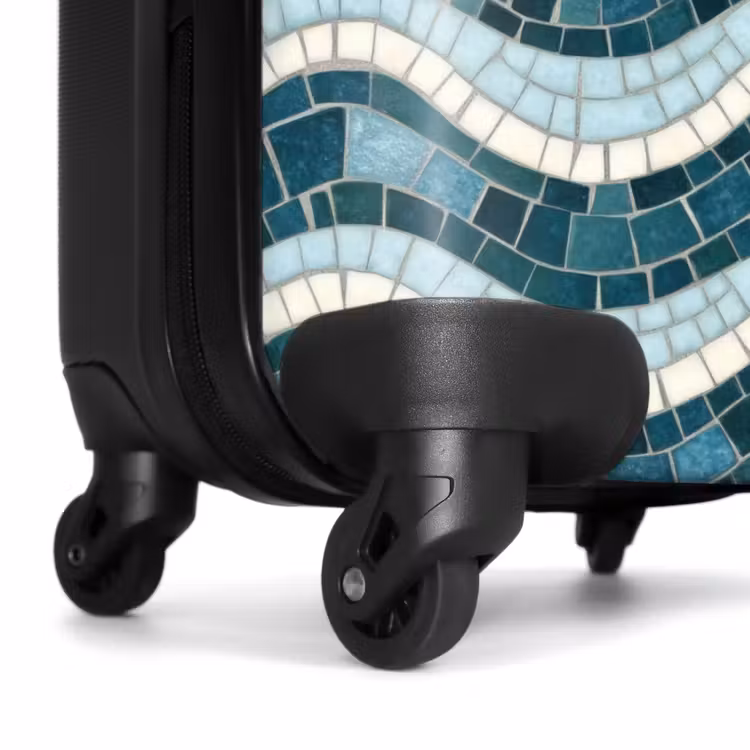 Koffer - Blau – Weiß – Mosaik – Gewellt - Blauw - Wit - Mozaïek - Golvend NBS - Handbagage koffer - Volwassenen Unisex middel