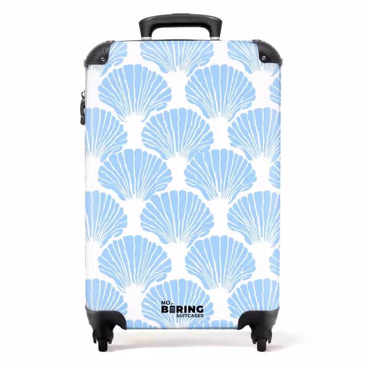 Koffer - Blau – Weiß – Muscheln – Grafisch – Struktur - Blauw - Wit - Schelpen - Grafisch - Structuur NBS - Handbagage koffer - Volwassenen Unisex middel