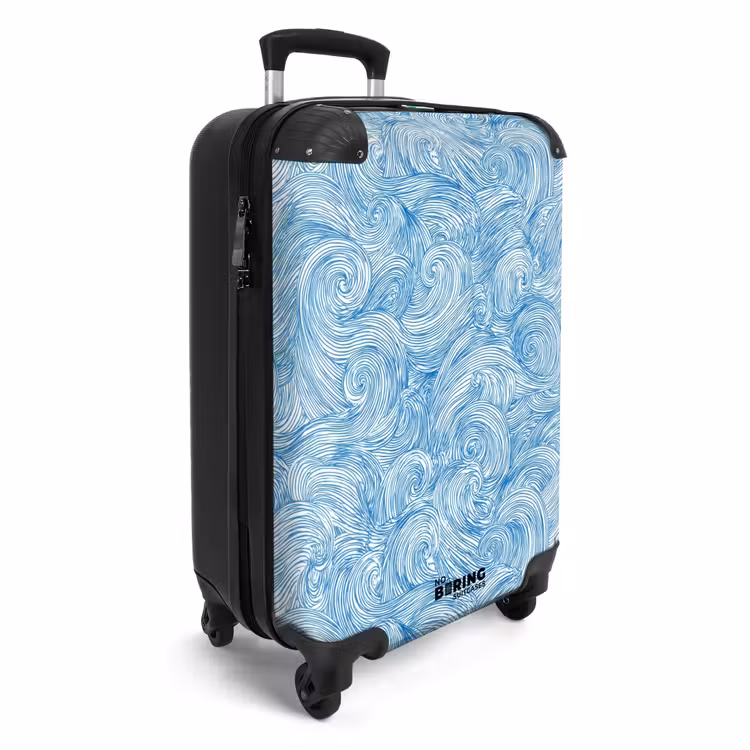 Koffer - Blau – Weiß – Spirale – Wellen – Linien - Blauw - Wit - Spiraal - Golven - Lijnen NBS - Handbagage koffer - Volwassenen Unisex middel