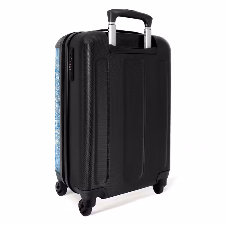 Koffer - Blau – Weiß – Spirale – Wellen – Linien - Blauw - Wit - Spiraal - Golven - Lijnen NBS - Handbagage koffer - Volwassenen Unisex middel