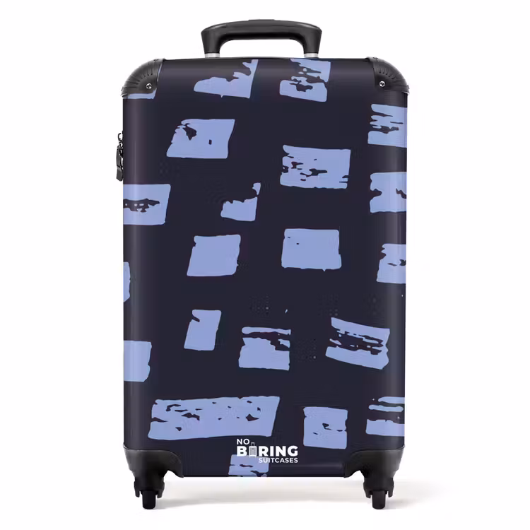 Blauwe blokken op donkerblauwe achtergrond NBS - Handbagage koffer - Kinderen Unisex middel -productfoto_recht