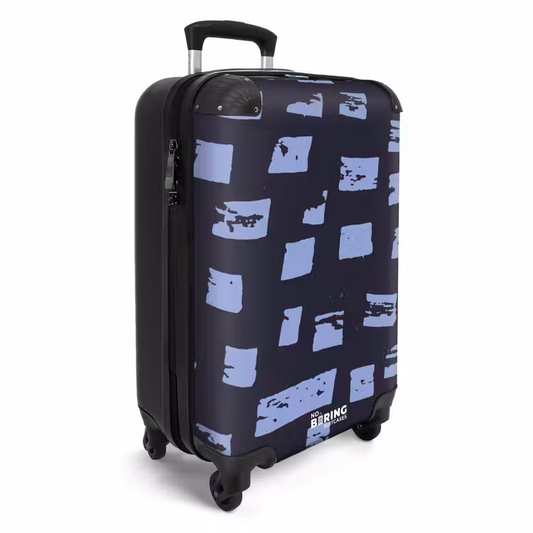 Blauwe blokken op donkerblauwe achtergrond NBS - Handbagage koffer - Kinderen Unisex middel -productfoto_3d
