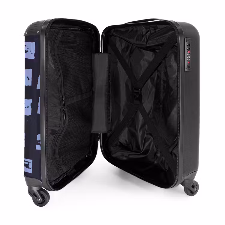 Blauwe blokken op donkerblauwe achtergrond NBS - Handbagage koffer - Kinderen Unisex middel -binnenkant
