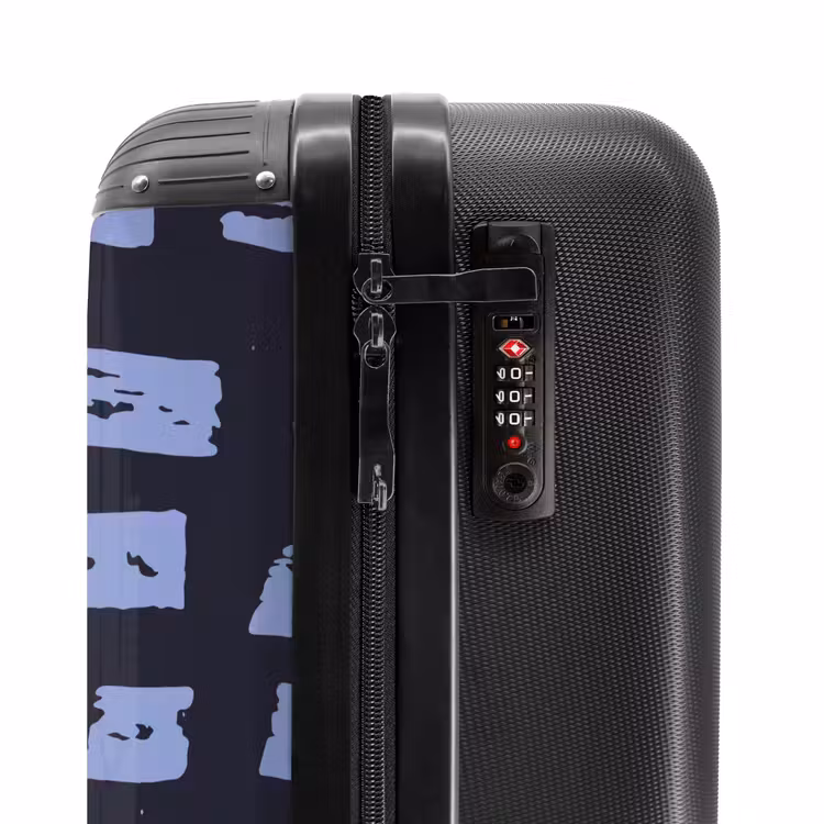 Blauwe blokken op donkerblauwe achtergrond NBS - Handbagage koffer - Kinderen Unisex middel -slot