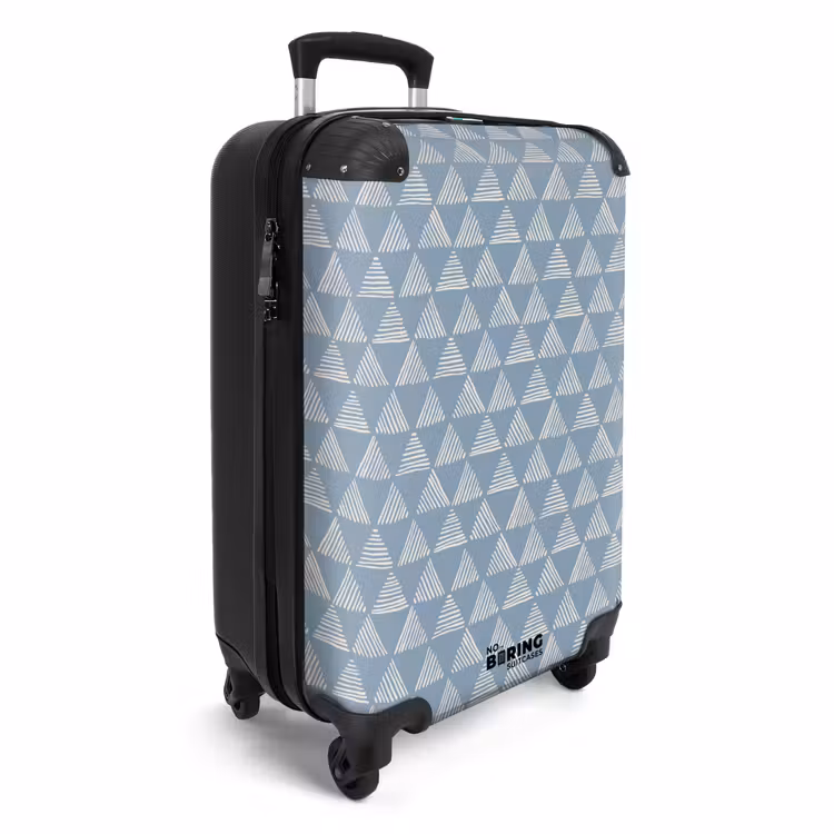 Blauw driehoeken patroon NBS - Handbagage koffer - Volwassenen Unisex middel -productfoto_3d