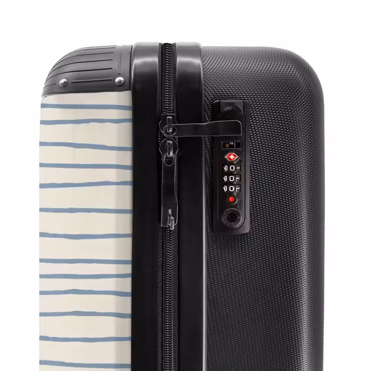Blauwe handgetekende strepen NBS - Handbagage koffer - Volwassenen Unisex middel -slot