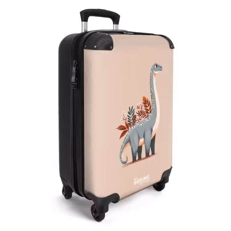Blauwe dinosaurus op een beige achtergrond NBS - Handbagage koffer - Volwassenen Unisex middel -productfoto_3d