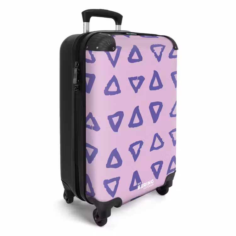 Blauwe, driehoekige contouren op lavendelroze achtergrond NBS - Handbagage koffer - Kinderen Unisex middel -productfoto_3d