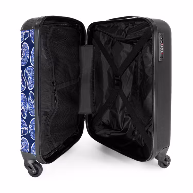 Blauwe schelpen patroon NBS - Handbagage koffer - Volwassenen Unisex middel -binnenkant
