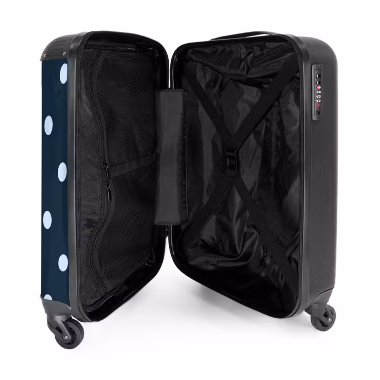 Blauw stippen patroon NBS - Handbagage koffer - Unisex middel -binnenkant
