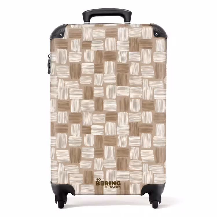 Blok - Patroon - Bruin NBS - Handbagage koffer - Volwassenen Unisex middel -productfoto_recht