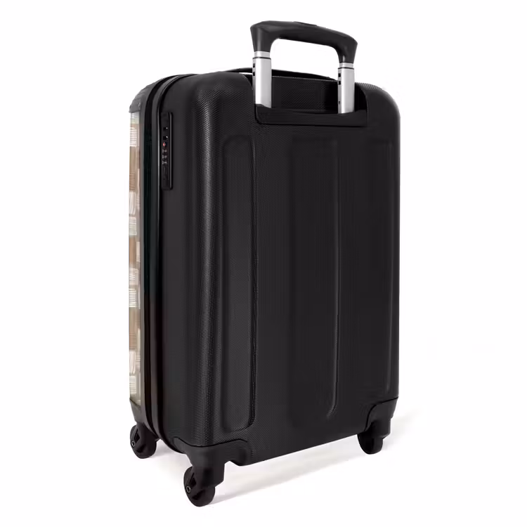 Blok - Patroon - Bruin NBS - Handbagage koffer - Volwassenen Unisex middel -achterkant