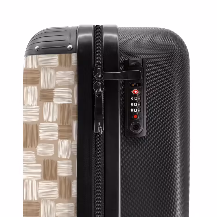 Blok - Patroon - Bruin NBS - Handbagage koffer - Volwassenen Unisex middel -slot