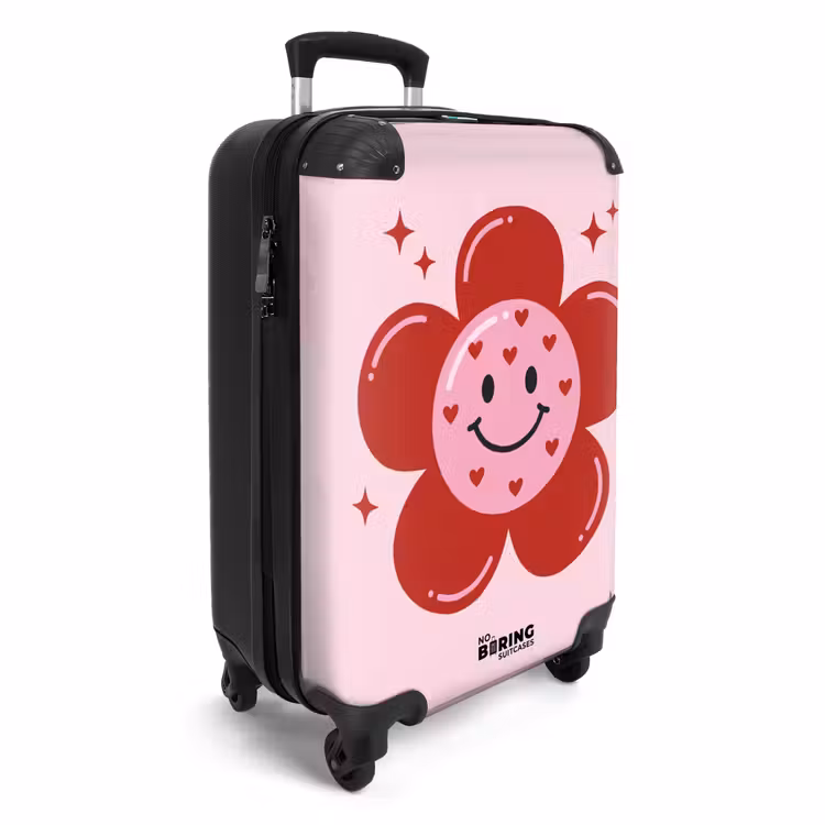 Bloem - Roze - Hartjes NBS - Handbagage koffer - Volwassenen Unisex middel -productfoto_3d