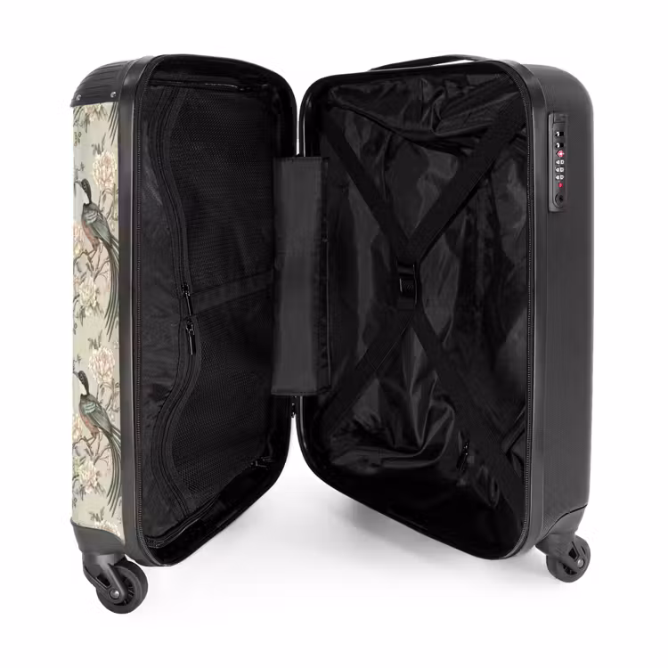Bloem - Vogel - Kleurrijk NBS - Handbagage koffer - Volwassenen Unisex middel -binnenkant