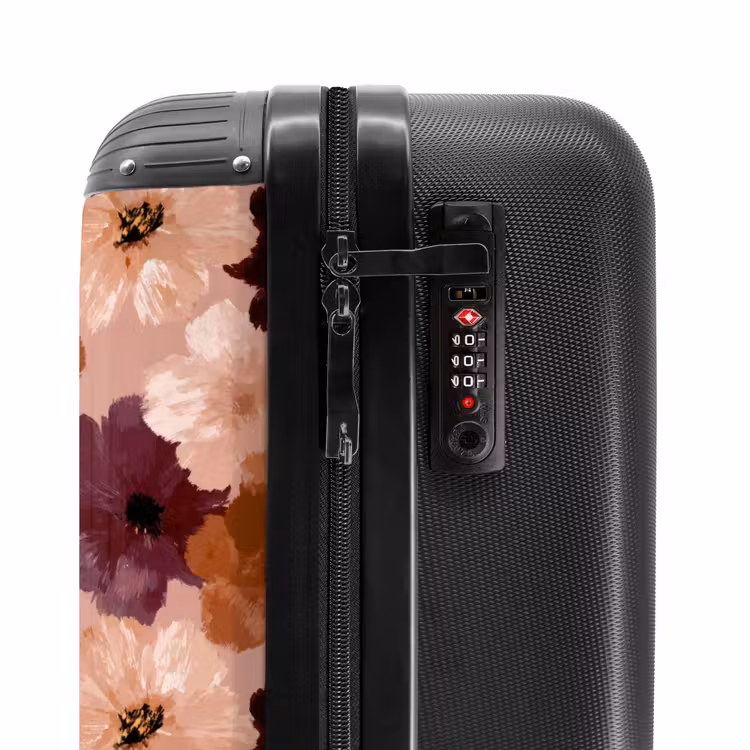 Bloemen - Abstract - Aardetinten NBS - Handbagage koffer - Volwassenen Unisex middel -slot