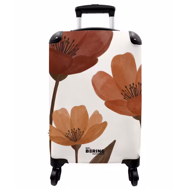 Koffer - Blumen – Abstrakt – Modern – Braun – Dekorativ - Bloemen - Abstract - Modern - Bruin - Decoratief NBS - Handbagage koffer - Vrouwen middel