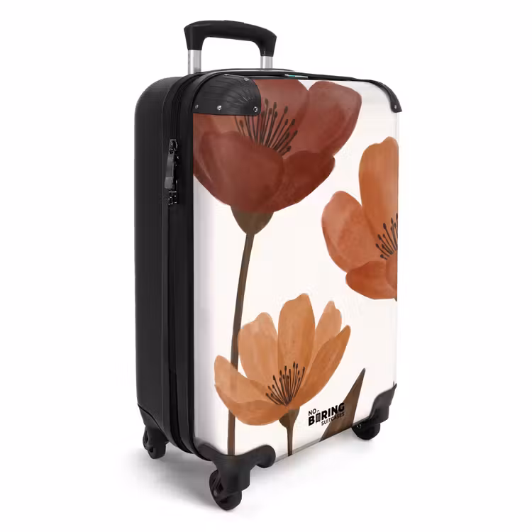 Koffer - Blumen – Abstrakt – Modern – Braun – Dekorativ - Bloemen - Abstract - Modern - Bruin - Decoratief NBS - Handbagage koffer - Vrouwen middel