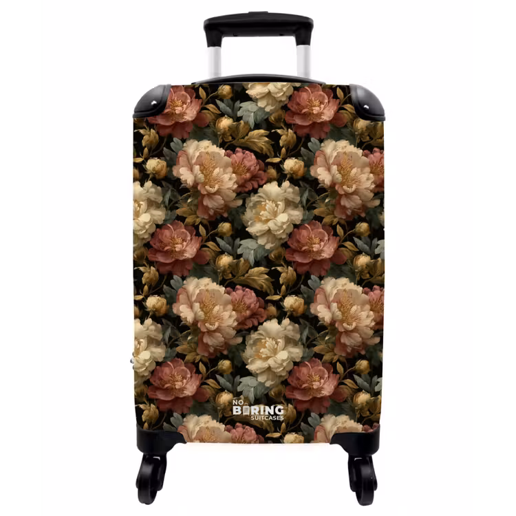 Koffer - Blumen – Barock – Muster – Rosa – Cremefarben - Bloemen - Barok - Patroon - Roze - Crème NBS - Handbagage koffer - Vrouwen middel