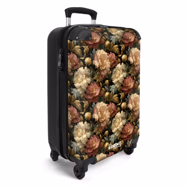 Koffer - Blumen – Barock – Muster – Rosa – Cremefarben - Bloemen - Barok - Patroon - Roze - Crème NBS - Handbagage koffer - Vrouwen middel