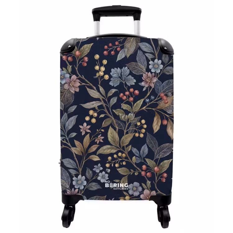 Koffer - Blumen – Blätter – Muster – Botanisch – Dunkelblau - Bloemen - Bladeren - Patroon - Botanisch - Donkerblauw NBS - Handbagage koffer - Vrouwen middel
