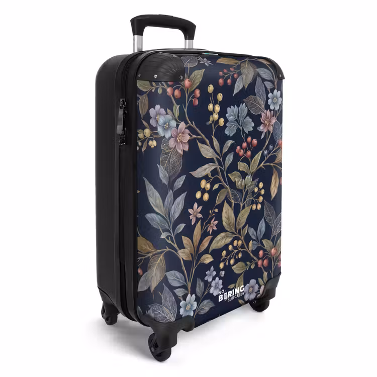 Koffer - Blumen – Blätter – Muster – Botanisch – Dunkelblau - Bloemen - Bladeren - Patroon - Botanisch - Donkerblauw NBS - Handbagage koffer - Vrouwen middel