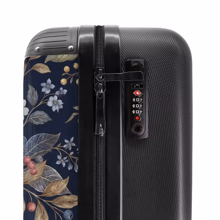 Koffer - Blumen – Blätter – Muster – Botanisch – Dunkelblau - Bloemen - Bladeren - Patroon - Botanisch - Donkerblauw NBS - Handbagage koffer - Vrouwen middel