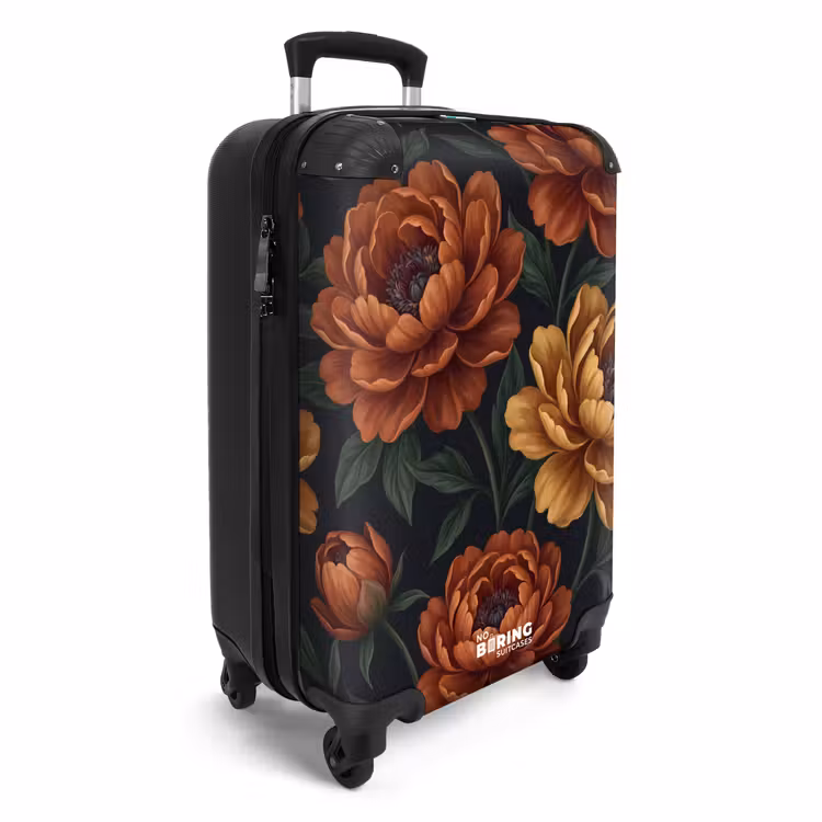 Koffer - Blumen – Blätter – Natur – Modern – Orange - Bloemen - Bladeren - Natuur - Modern - Oranje NBS - Handbagage koffer - Vrouwen middel