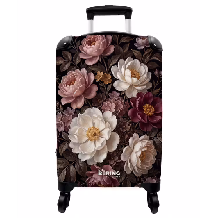 Koffer - Blumen – Blumenstrauß – Klassisch – Dunkel – Rot - Bloemen - Boeket - Klassiek - Donker - Rood NBS - Handbagage koffer - Vrouwen middel