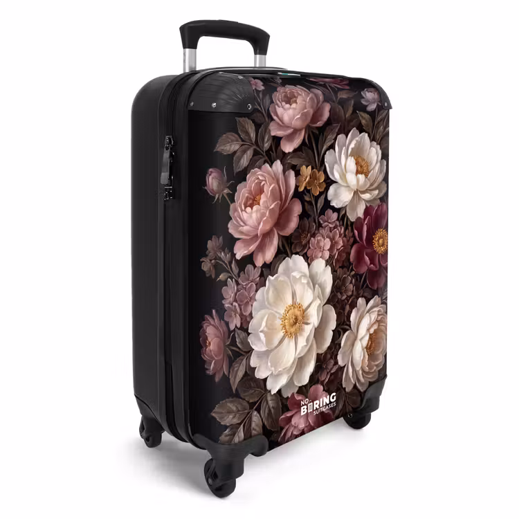 Koffer - Blumen – Blumenstrauß – Klassisch – Dunkel – Rot - Bloemen - Boeket - Klassiek - Donker - Rood NBS - Handbagage koffer - Vrouwen middel