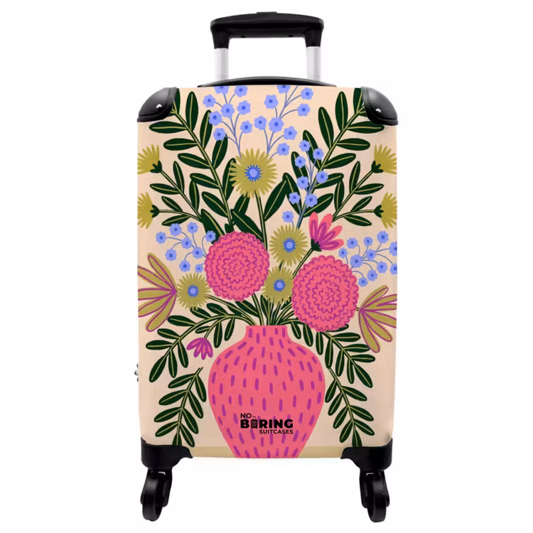 Koffer - Blumen – Blumenstrauß – Natur – Abstrakt – Rosa - Bloemen - Boeket - Natuur - Abstract - Roze NBS - Handbagage koffer - Vrouwen middel