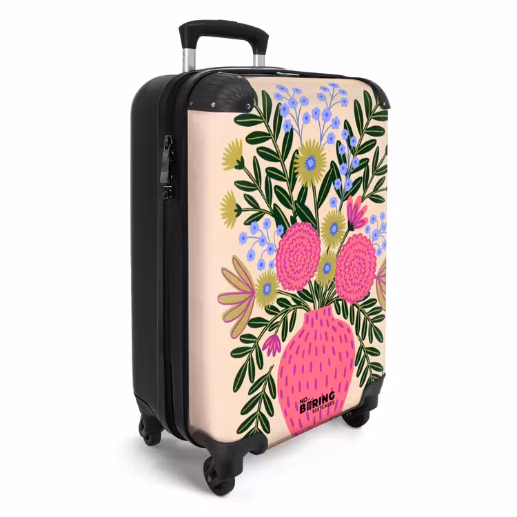 Koffer - Blumen – Blumenstrauß – Natur – Abstrakt – Rosa - Bloemen - Boeket - Natuur - Abstract - Roze NBS - Handbagage koffer - Vrouwen middel