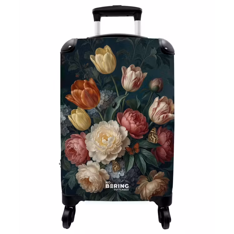 Koffer - Blumen – Blumenstrauß – Natur – Klassisch – Dunkel - Bloemen - Boeket - Natuur - Klassiek - Donker NBS - Handbagage koffer - Vrouwen middel